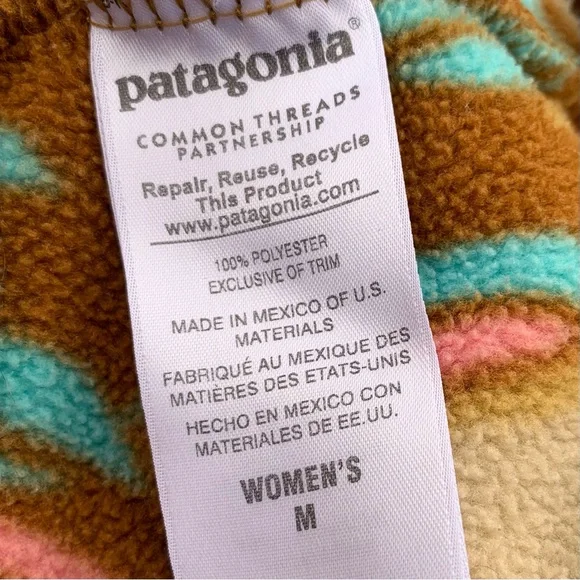 Patagonia Lightweight Synchilla Womens M Snap T Pullover Fleece Feather Print - Picture 15 of 16